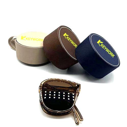 PU Leather Circular Foldable Sunglasses Case Round Glasses Storage Box