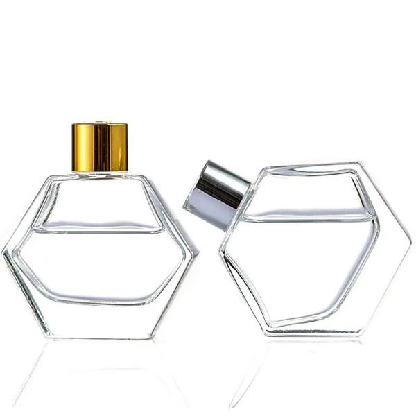 garrafa sextavada vazia de Reed Diffuser Clear Glass Aroma do vidro 80ml