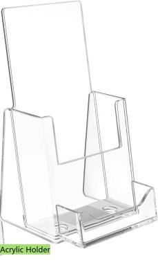 4 Inch Countertop Acrylic Display Stand Acrylic Brochure Holders With Card Slot