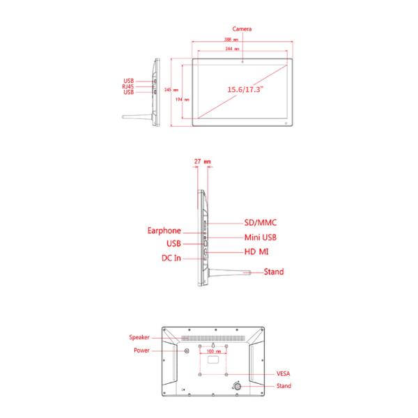 4G LTE Option RK3399 Wall Mounted POE Touchscreen Full HD 17.3 inch Android Tablet