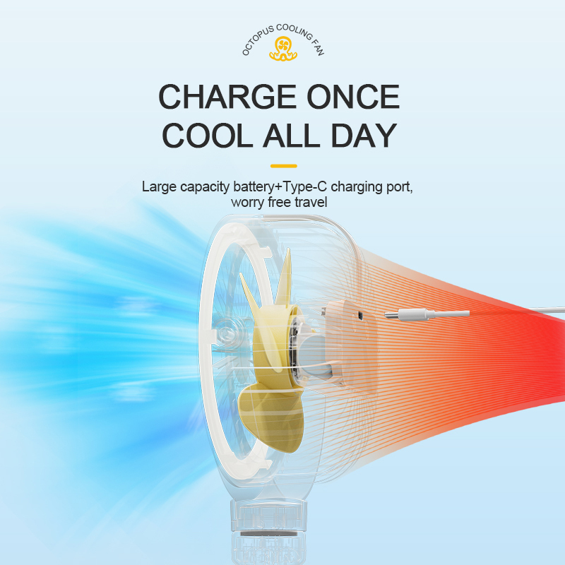 Wholesale Tailor Battery Capacity Flexible Arms Stand Rechargeable USB Portable Octopus Cooling Fan with LED Light