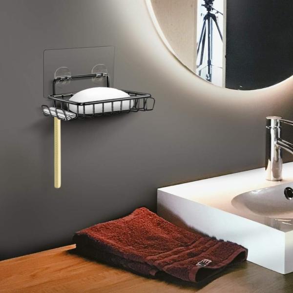 Porta barras de jabón a prueba de óxido montado en la pared 4.2 onzas de acero inoxidable con 2 ganchos de ducha