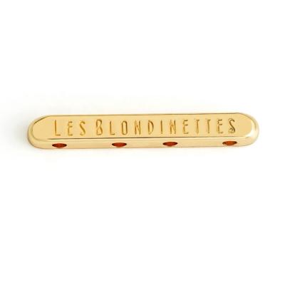 Customized Engraved Logo Pendant Nickel-free Gold Plated Metal Jewelry Tag with Holes