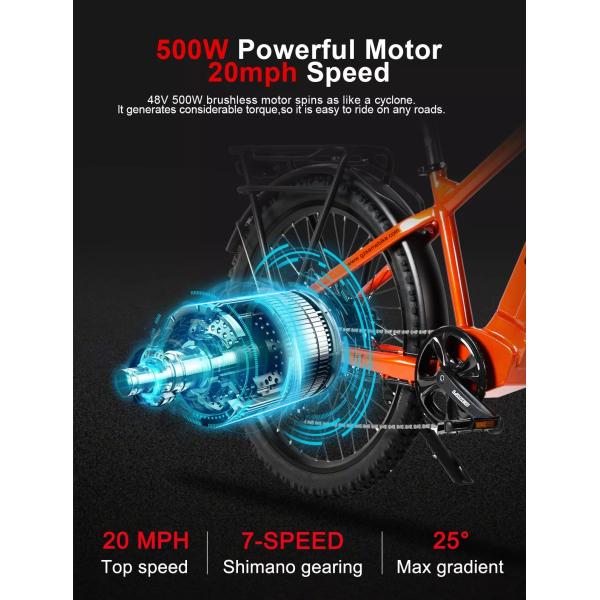 Multifunctional Lithium Battery Assist Ebike 500w 48v 10.4A Electric Mountain Bicycle