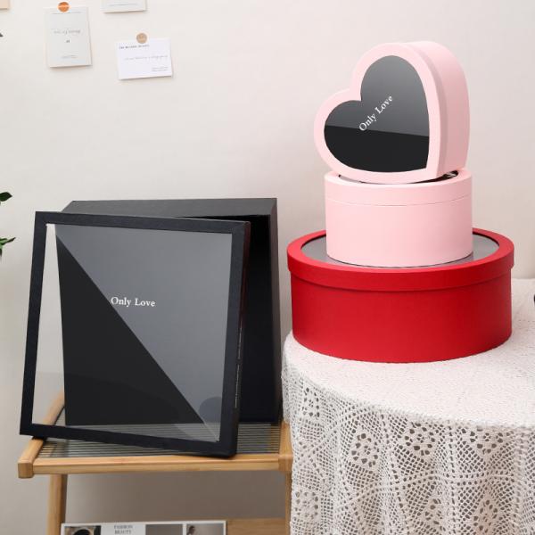 Collection de boîtes cadeaux florales Premium Cœur Carré Emballage de fleurs Présentation fenêtre PVC