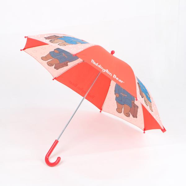 Cute Cartoon Kids Rain Umbrella With Bear Printing Zinc Plating Safe Frame