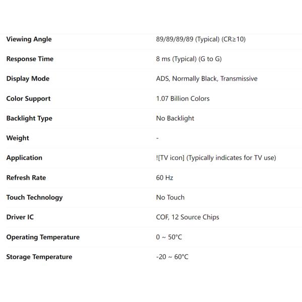 HV650QUB-N9L Boe Lcd Screen BOE Flat Screen 65 Inch 120Hz TFT Type