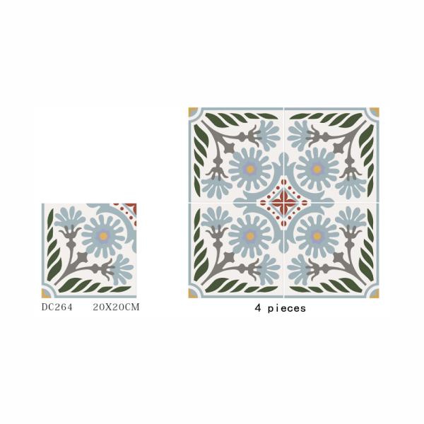 Carreaux rustiques en céramique 20x20 cm résistants aux acides et en gris et vert pour la salle à manger et les carreaux durables pour la salle de bain