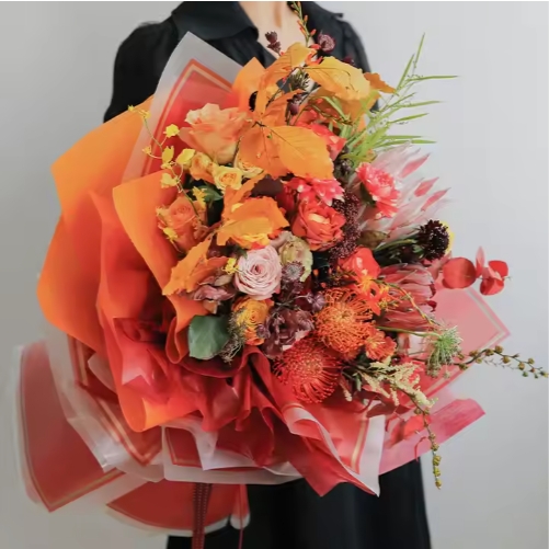 Корейская бумага для упаковки цветов Пластиковая бумага для упаковки с золотой линией