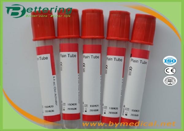 Disposable vacuum blood collection tube plain tube with red cap blood sampling collecting tube