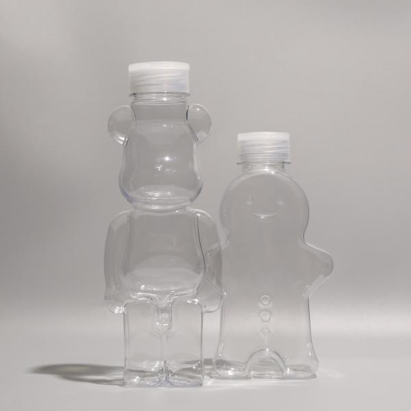 Custom Shape PET Plastic Bottles Food Grade With Screw On Lid For Boba Tea