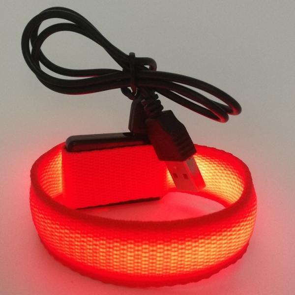 Custom Offset Printing Nylon Flashing LED Bracelets Glow in Dark for Events Concerts