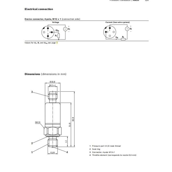 Rexroth Pressure Sensor HM-20-2X Series For High Accuracy Pressure Monitoring