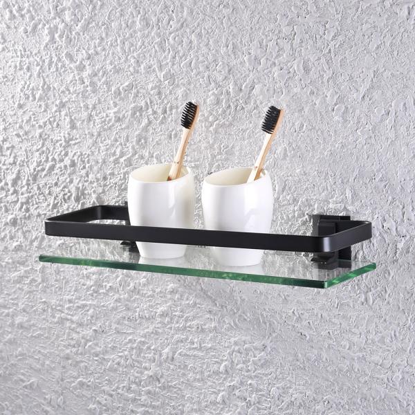 Single Layer Bathroom Towel Rack Rectangular Bathroom Glass Shelf Showe Cosmetic Holder