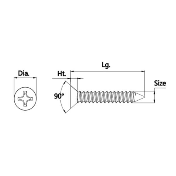 M8 Stainless Steel Flat Head Self Tapping Screws