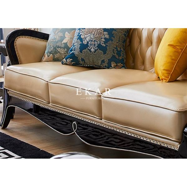 Living Room Luxury Classical Style 6 Seater Leather Sofa Set