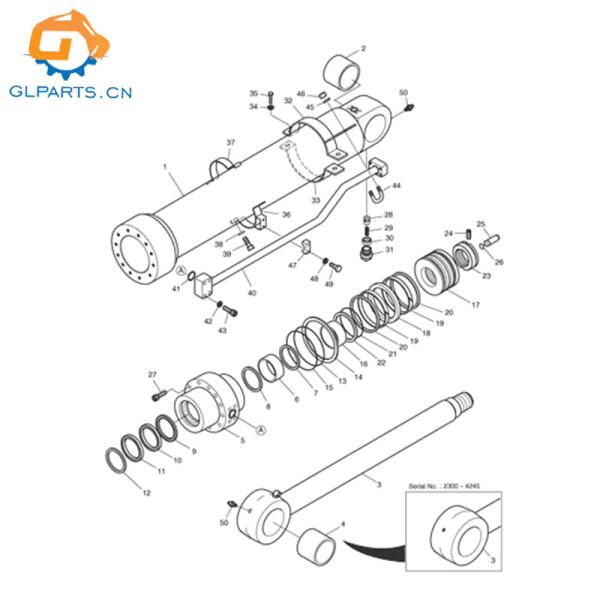 440-00257B  44000257B 440-00257AKT K1036107 Arm Hydraulic Cylinder for SOLAR S300LC-V Excavator