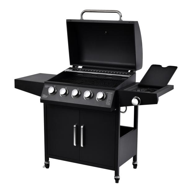 Fácil de montar 5 1 queimadores grelhador de churrasco portátil para o exterior fumador grelhador de churrasco de gás para acampamento