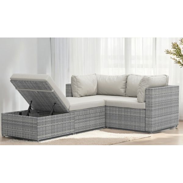 Rattan Outdoor Garden Lounge Hot Sale Wicker PE Waterproof Custom Rattan Sofa and Lounger Set Multi Function Outdoor Furniture