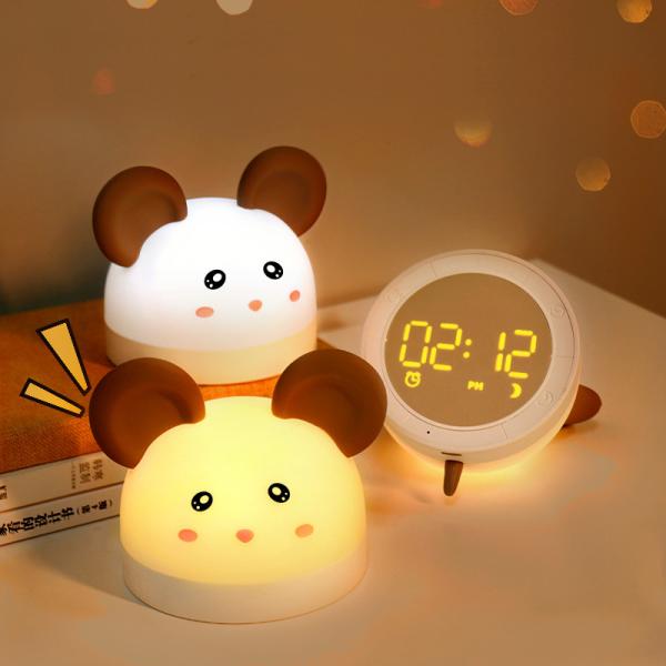 Super Cute Mouse Animal 7 Colors Light Changing Squish Silicone Soft Mouse Alarm Clock Night Light