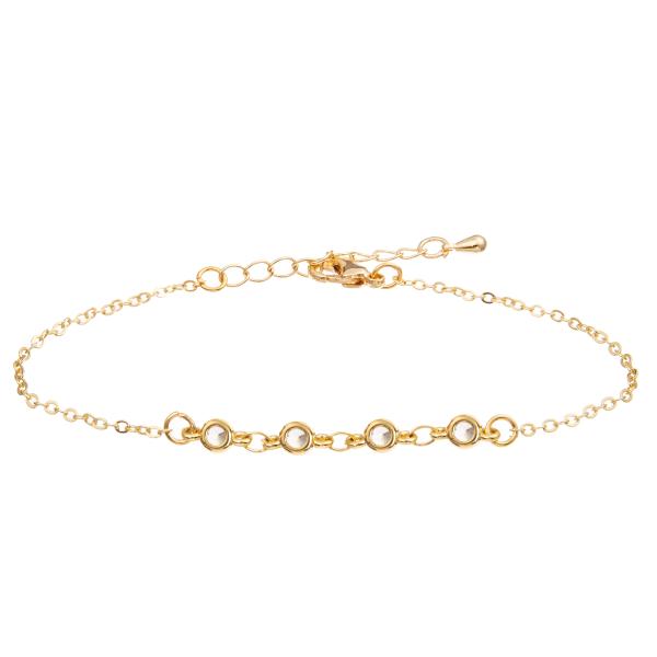 Покрытый золотом браслет звена цепи формы Pin бумажного зажима Адвокатуры с 3 цирконами