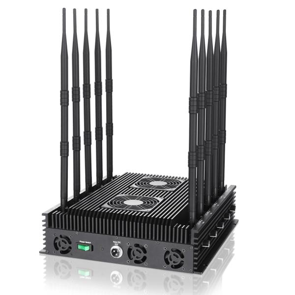 Powerful 10 antennas jammer blocks 2G, 3G, 4G,5G and WIFI signals with an output power of 84W ,coverag range up to 100m
