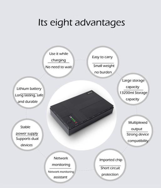 Modem UPS Power Supply Mini UPS 12V 2A 5V 9V 12V 24V POE Port 18w 36w 12000mah