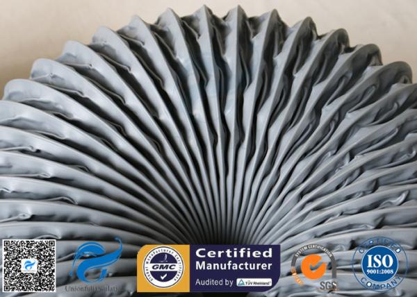 PVC Coated Fiberglass Fabric Grey Flexible Air Ducts 200MM 260℃ Waterproof