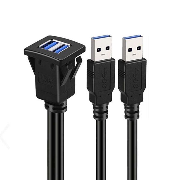Cable de extensión impermeable de USB 3.0 2.0 para hombre a mujer con panel de montaje para automóviles, camiones, barcos y motocicletas
