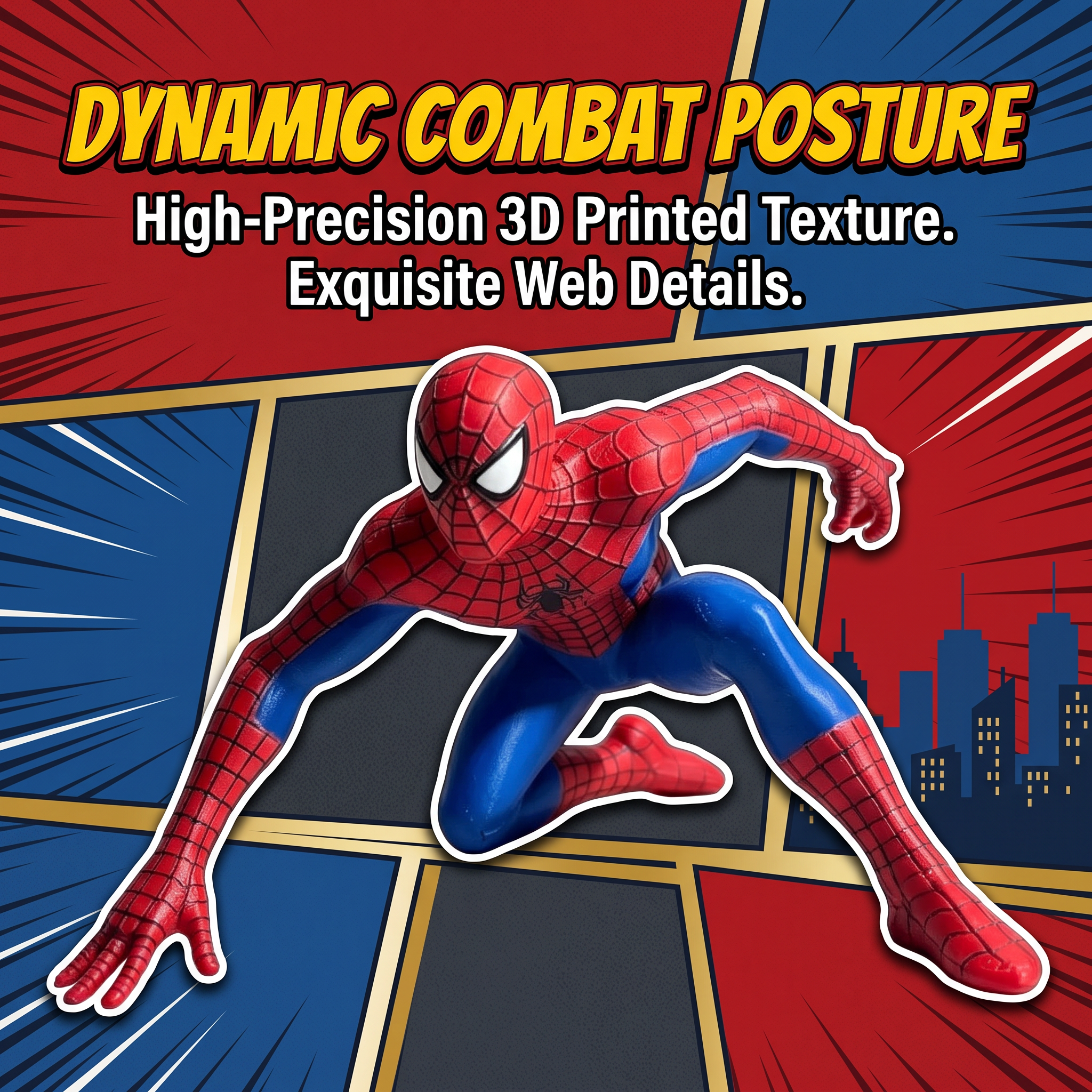 Classic 3D Printed Toys Sanding Painting Crouch Pose Mini Superhero Figurines