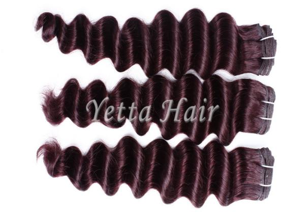 Customized Dark Red Virgin Human Hair Extensions Loose Wave With Soft