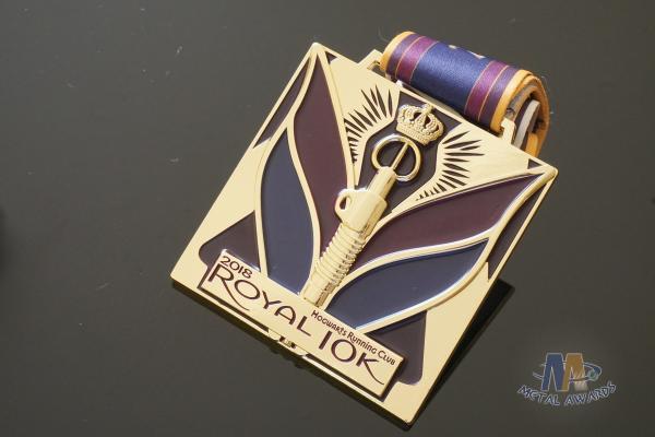 Royal 10K And 15K Custom Sports Medals Soft Enamel Color With Sublimated Ribbon