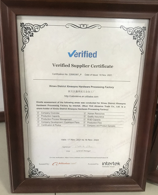 Wuxi Yinli Abrasive Trade Co., Ltd. Сертификации