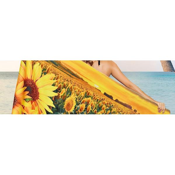 Microfiber Sunflowers Beach Towel, Autumn Flower Sunset Beach Towels Oversized, Super Soft Quick Dry Bath Towel