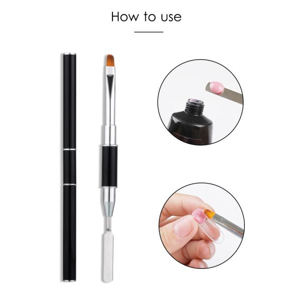 17cm Length Dual Professional Nail Art Gel Brush Set with Pure Color and Kolinsky Hair