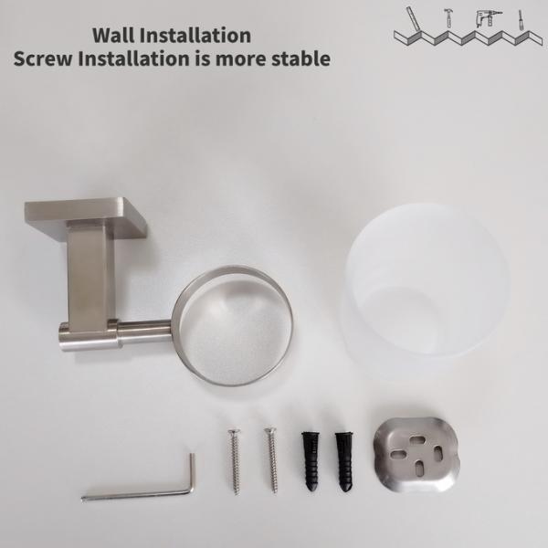 Крепкий держатель зубной щетки Bathroom гостиницы с чашкой матированного стекла