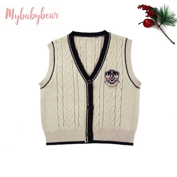 Knitting Pattern Children Sleeveless Cardigan Sweater Baby Boy Wool Sweater Boy Vest