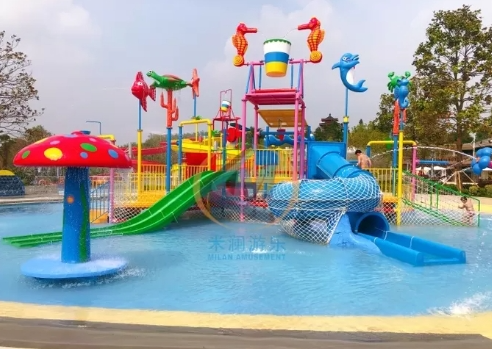 Kids Outdoor Playground Equipment– Multi Water Slide Combo with Pool
