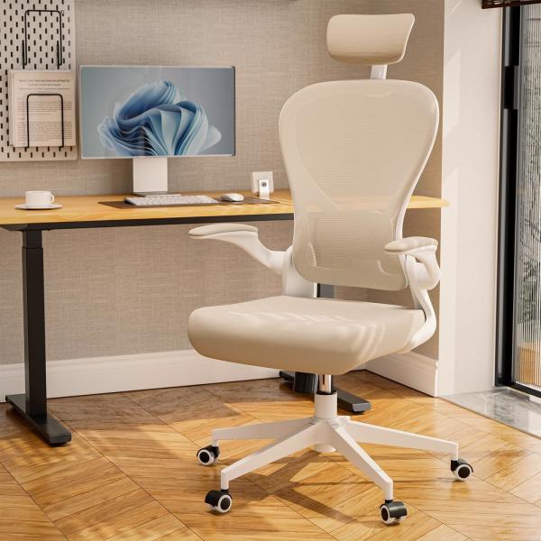 Ergonomic Home Office Desk Chair Customizable Modern Swivel Chair with Flip-up Arms