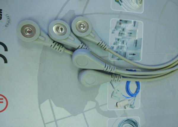 5 Leads Snap ECG Monitor Cable Leadwires , Compatible Din Style ECG Truck Cable