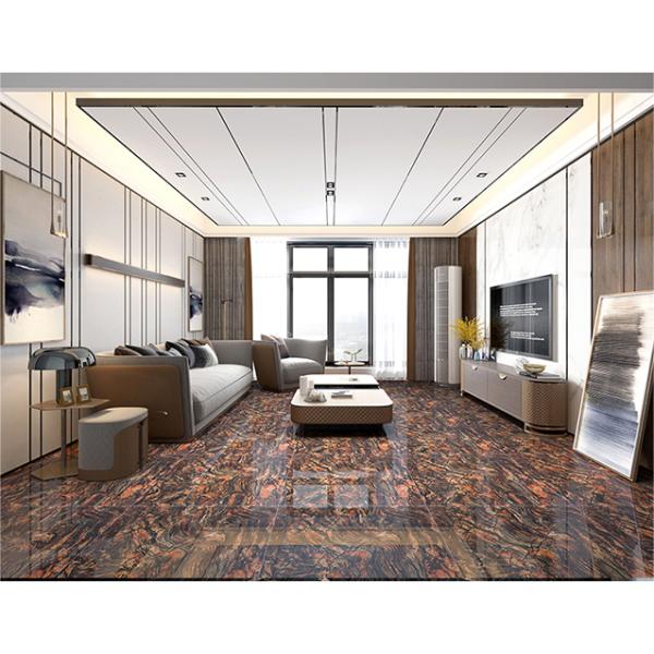 Gold Coffee Polished Porcelain Floor Tiles Anti Slip Living Room Tiles