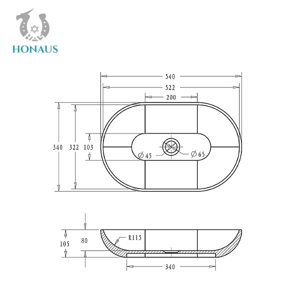 Unique Design Bathroom Countertop Basin Matt White W550*H130*D400mm