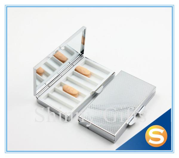 Shinny Gifts 7days Metal Pill Box Metal storage boxes for pill OEM/ODM is available Square Shape Silver Plating