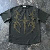 T-shirt pour hommes en patchwork lourd en désarroi surdimensionné vintage coton boxy tee anti-rétrécissement