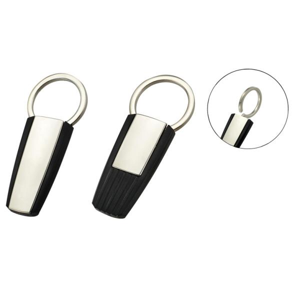 ABS Plastic Pull Apart Key Holder Trapezoid Metal Logo Keychain Silver Electroplating