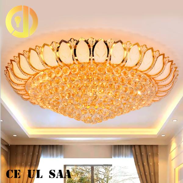 Lustre de luxe d'or de chambre à coucher de Crystal Led Ceiling Light Round