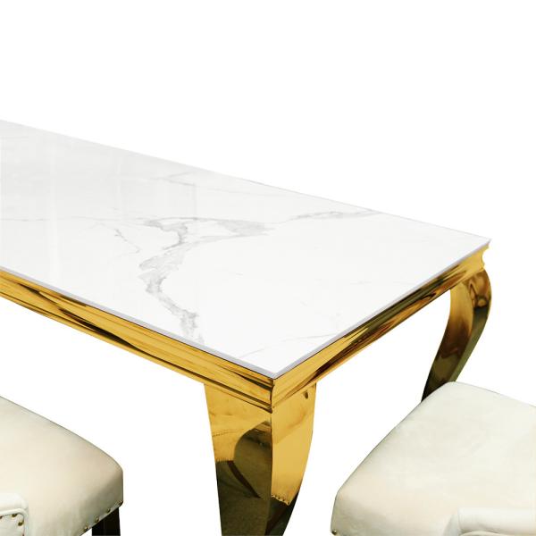 Golden Legs Modern Kitchen Table , Multipurpose Modern Marble Side Table