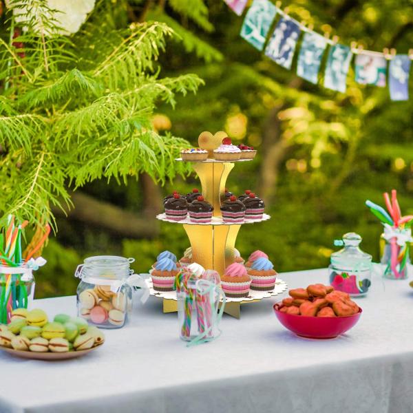 3 Tier Wedding Party Cake Dessert Pastry Paper Cupcake Stand
