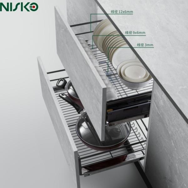 Multipurpose 2 Tier Pull Out de alambre Cestas de cajones bandeja de cubiertos