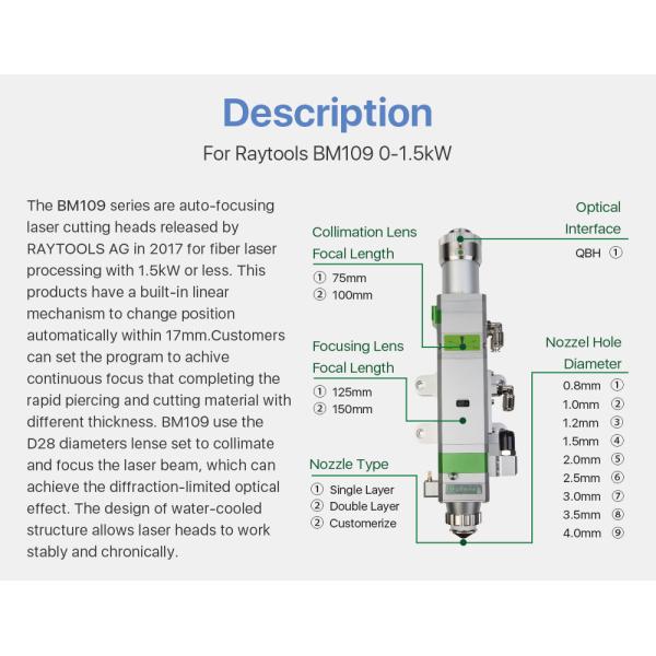 Durable 1500W Fiber Laser Welding Head Multi Function Raytools BM109